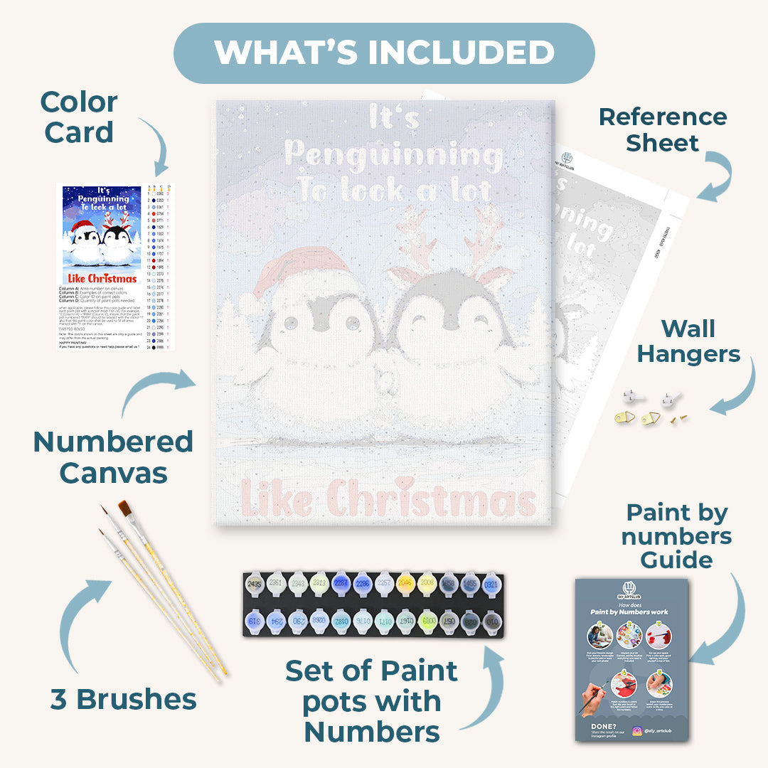 Christmas Penguins - By Tiny Tami | Paint by Number
