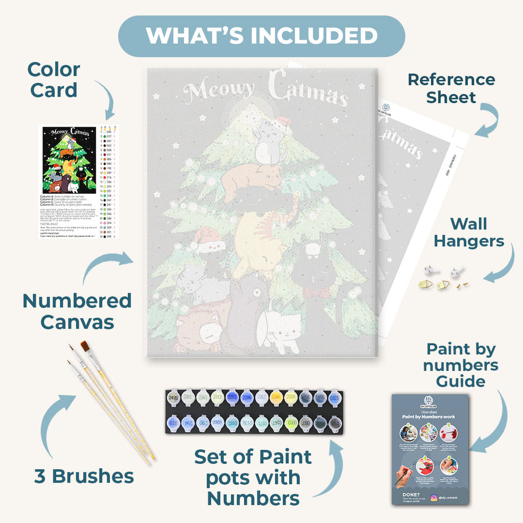 Meowy Catmas - By Tiny Tami | Paint by Number