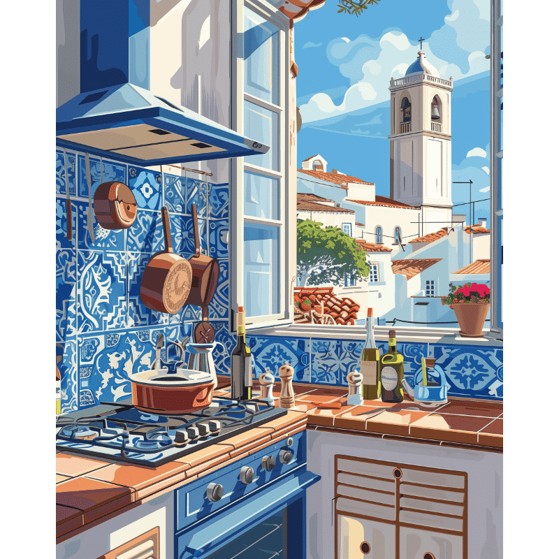 Blue kitchen | Paint by Number