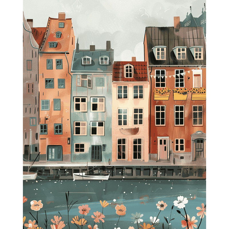 Copenhagen Canal houses | Paint by Number