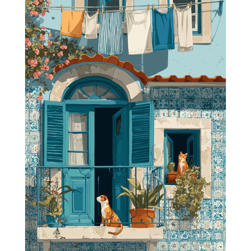 A Mediterranean balcony | Paint by Number