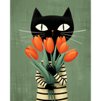The cat with tulips | Paint by Number