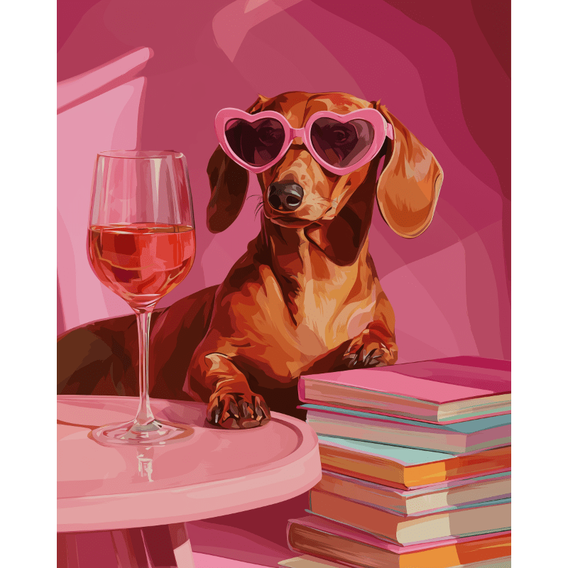 Dachshund in pink | Paint by Number