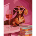 Dachshund in pink | Paint by Number