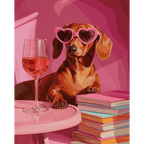 Dachshund in pink | Paint by Number
