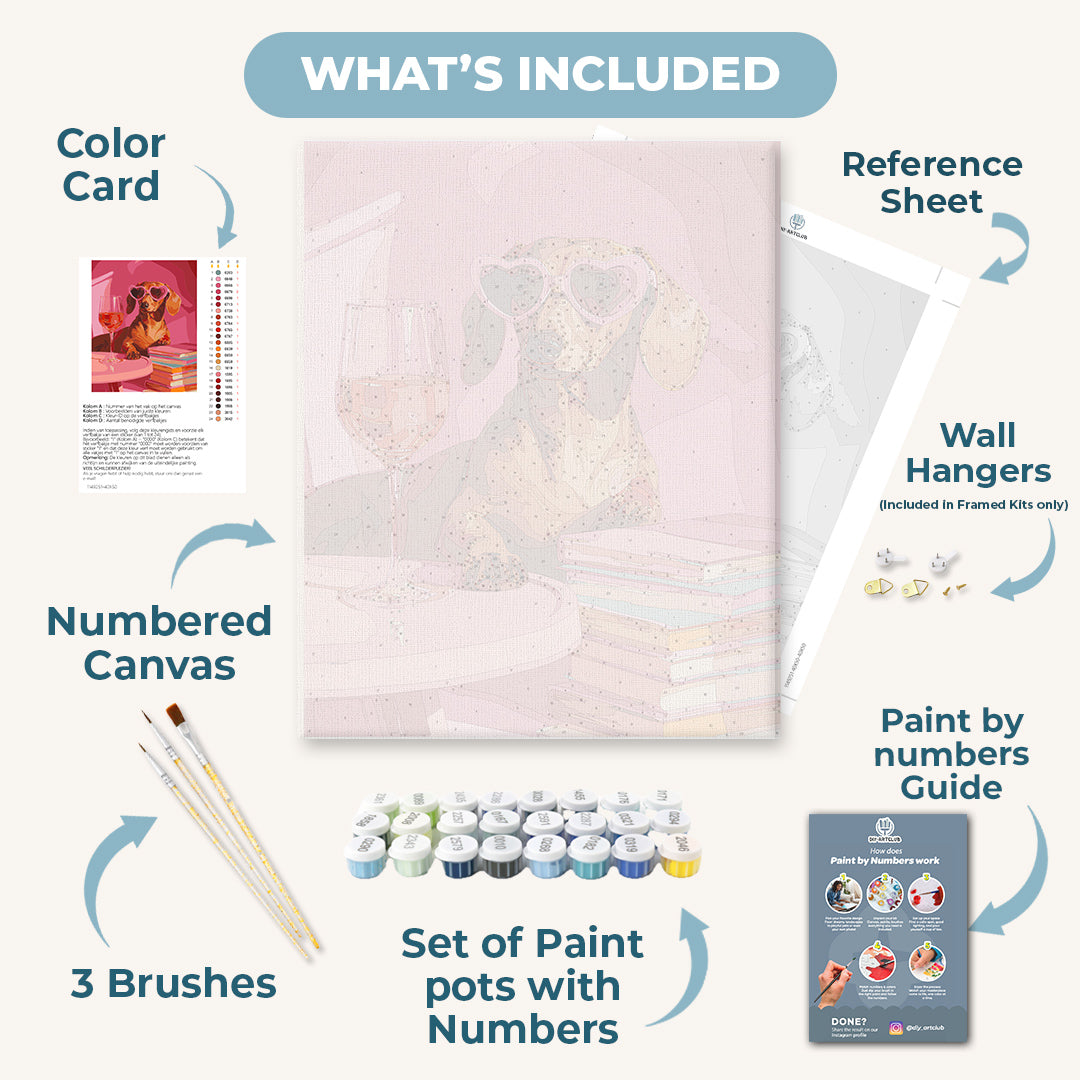 Dachshund in pink | Paint by Number