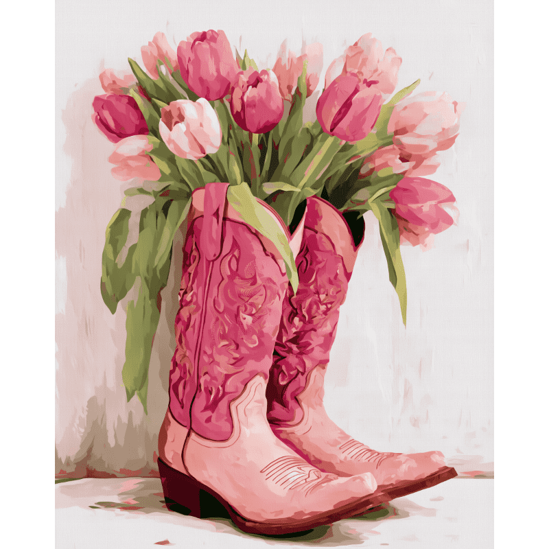 A tulip cowgirl boots | Paint by Number