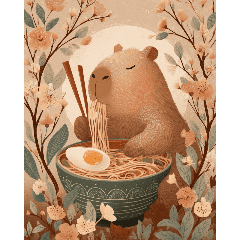 Capybara`s noodles | Paint by Number