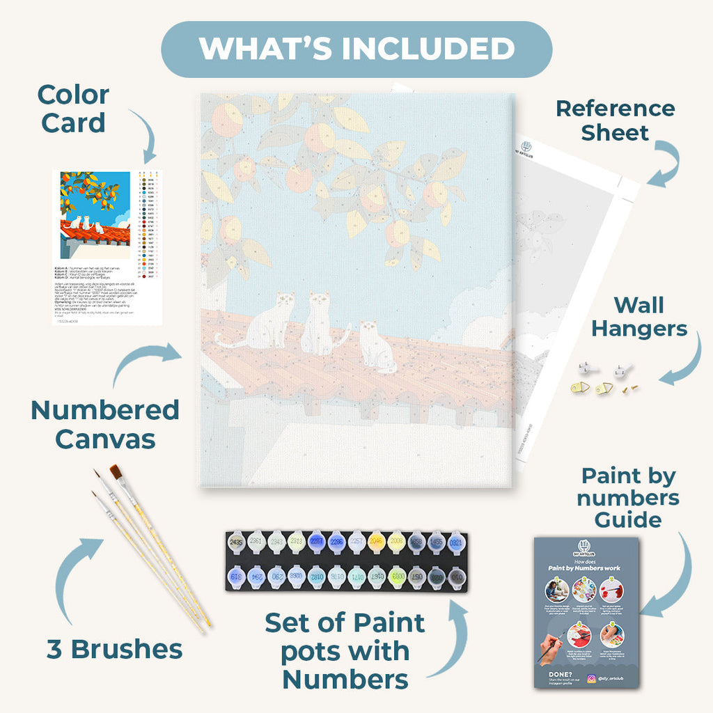 Trio on the roof | Paint by Number