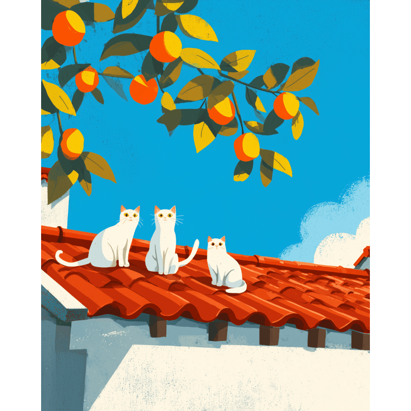 Trio on the roof | Paint by Number