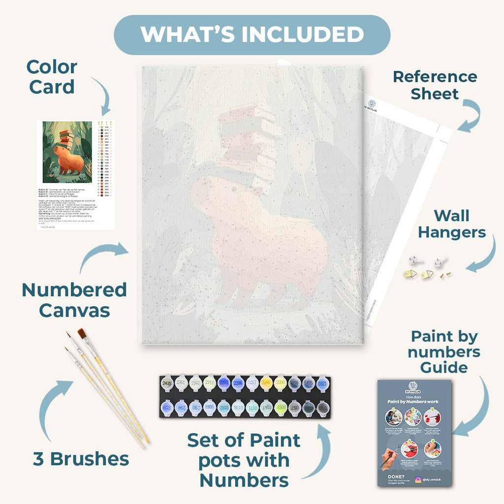 The Bookish Capybara | Paint by Number
