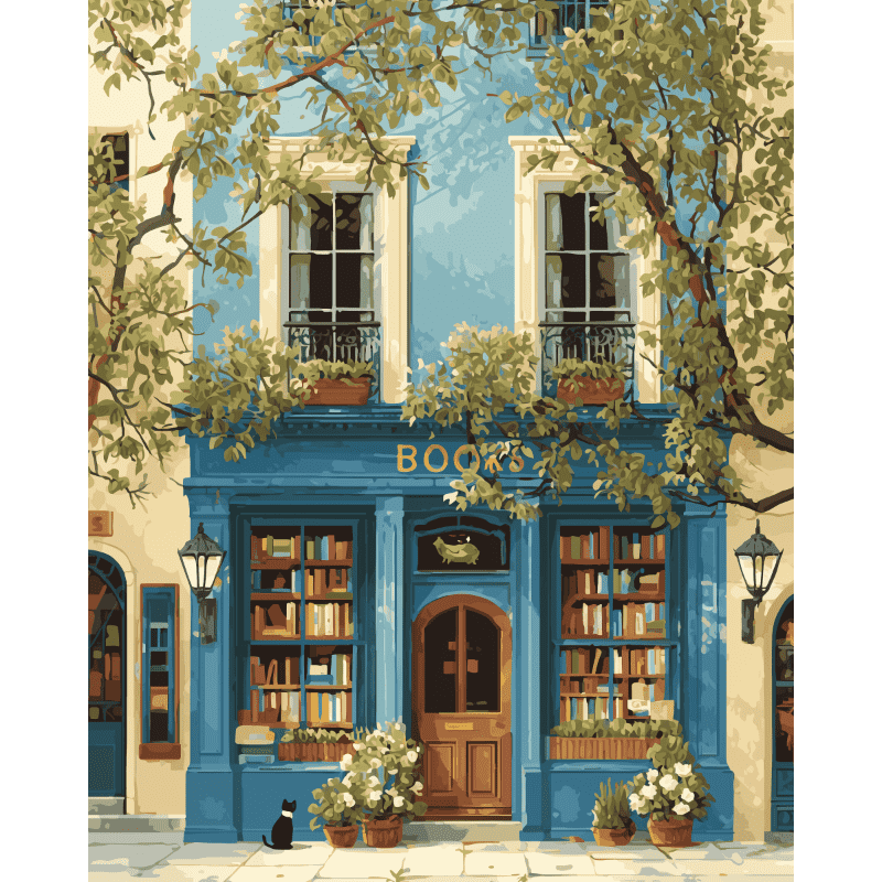 The Blue Bookshop | Paint by Number