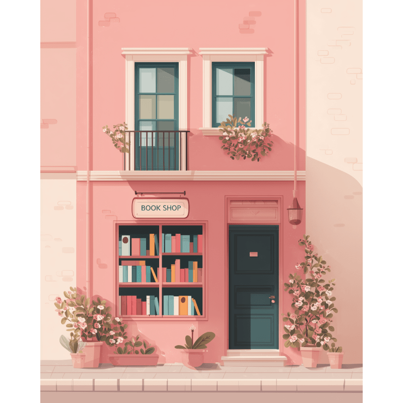 The Pink Bookshop | Paint by Number