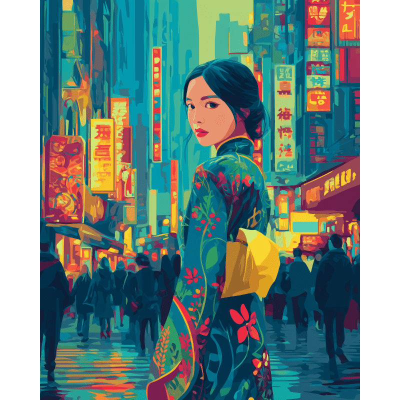 Geisha in Tokyo | Paint by Number
