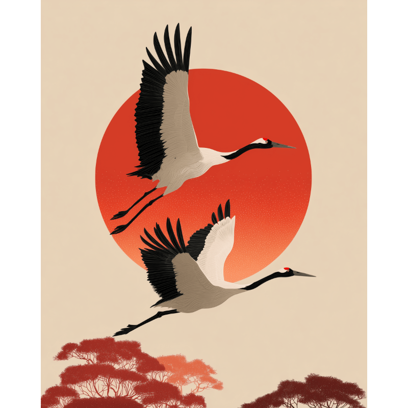 Two cranes | Paint by Number