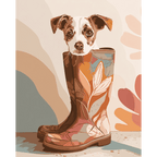 Pup in boot | Paint by Number