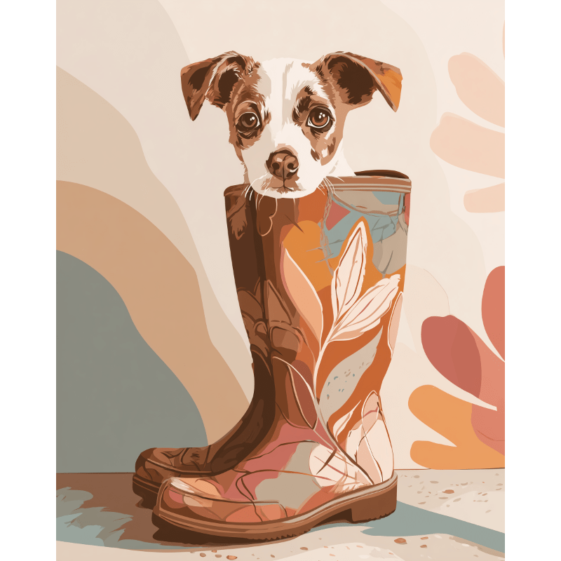 Pup in boot | Paint by Number