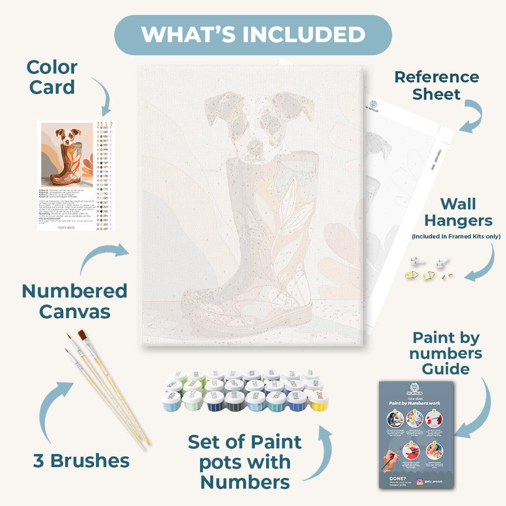 Pup in boot | Paint by Number