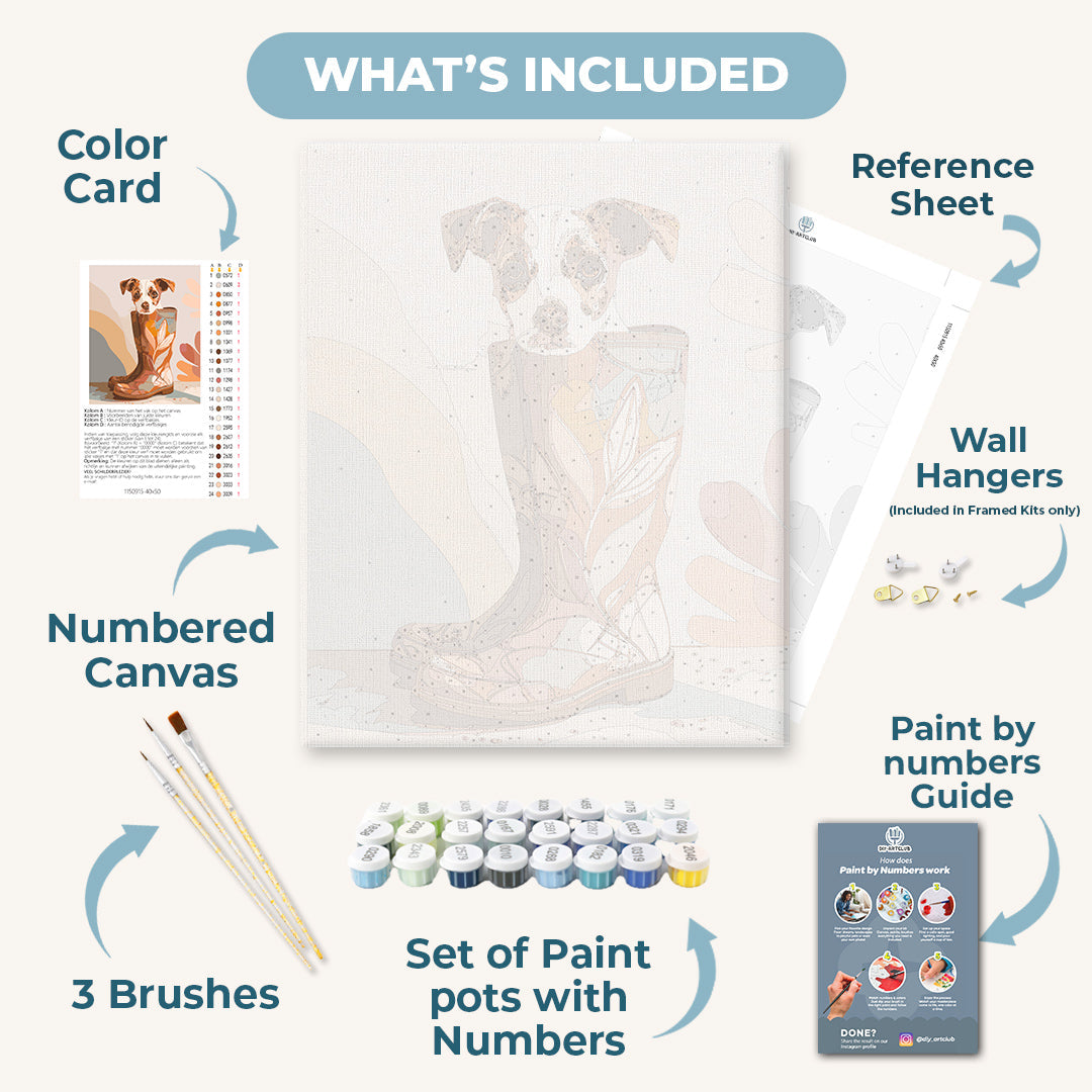 Pup in boot | Paint by Number