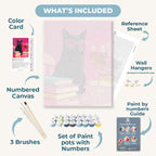Black Cat at the Pink Table | Paint by Number