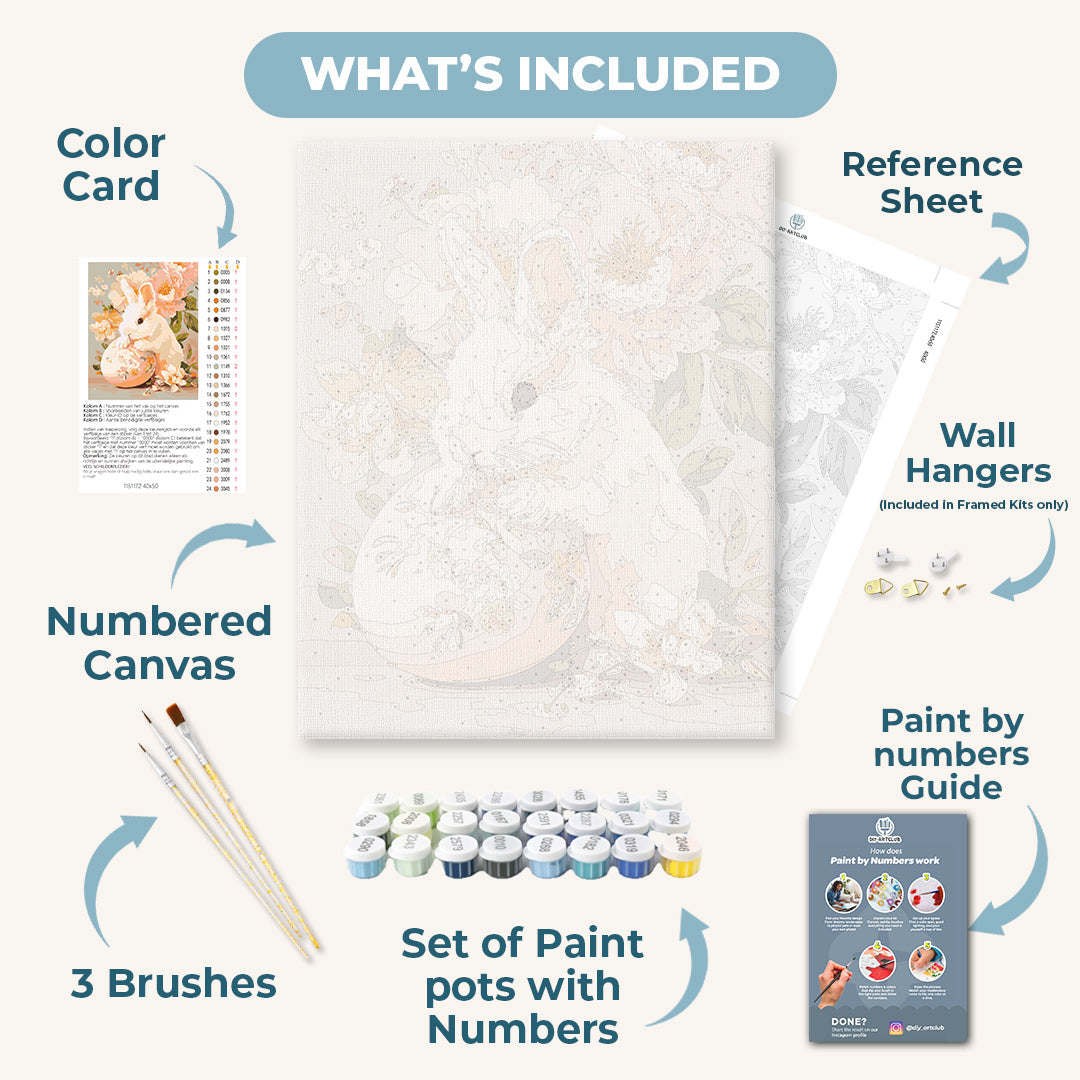 Floral bunny | Paint by Number