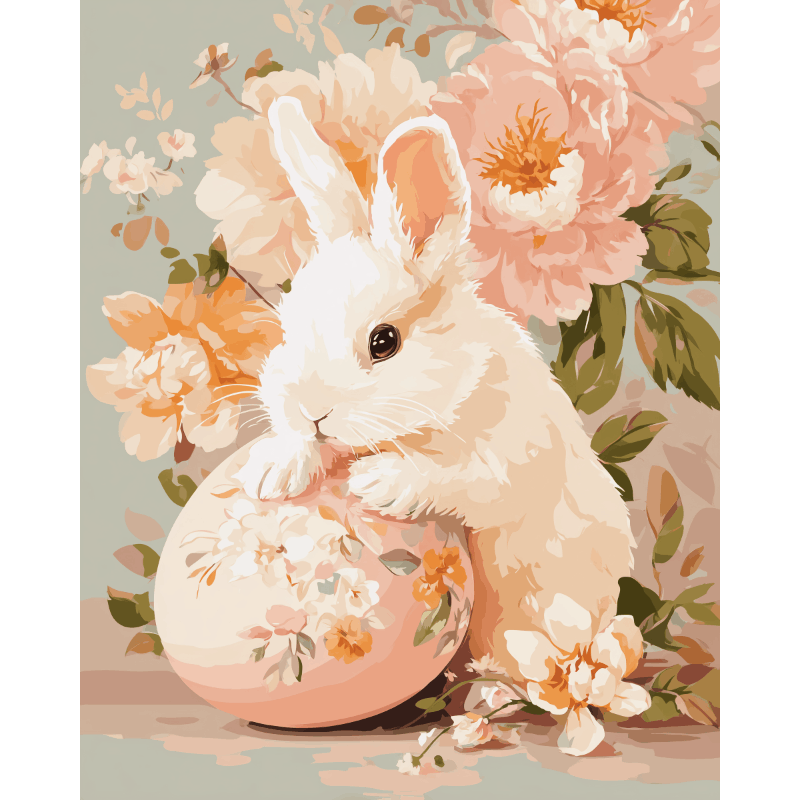 Floral bunny | Paint by Number
