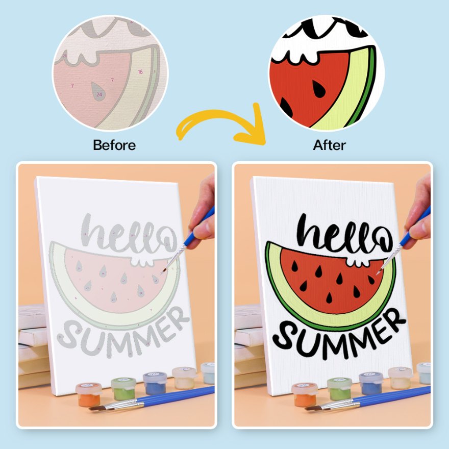 6 Mini Paintings - Summer Melon Set