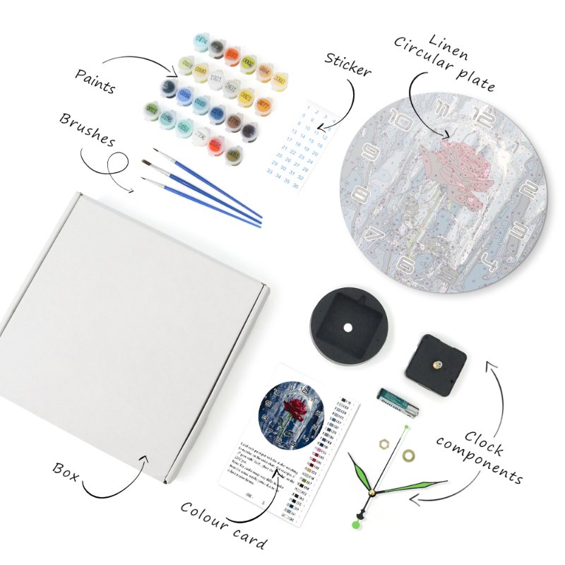 Painting by Numbers Clock – Rose in a glass