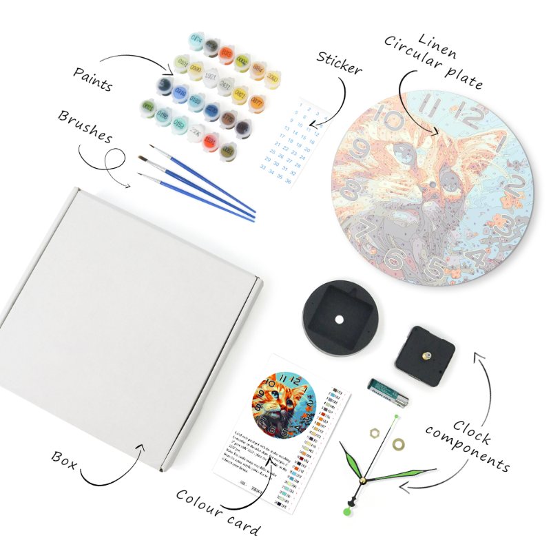 Painting by Numbers Clock – Beautiful Cat