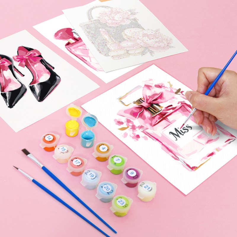 6 Mini Paintings - Pink glamour set