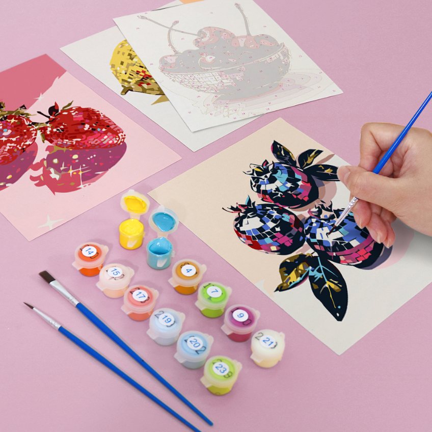 6 Mini Paintings - Disco Fruit Set