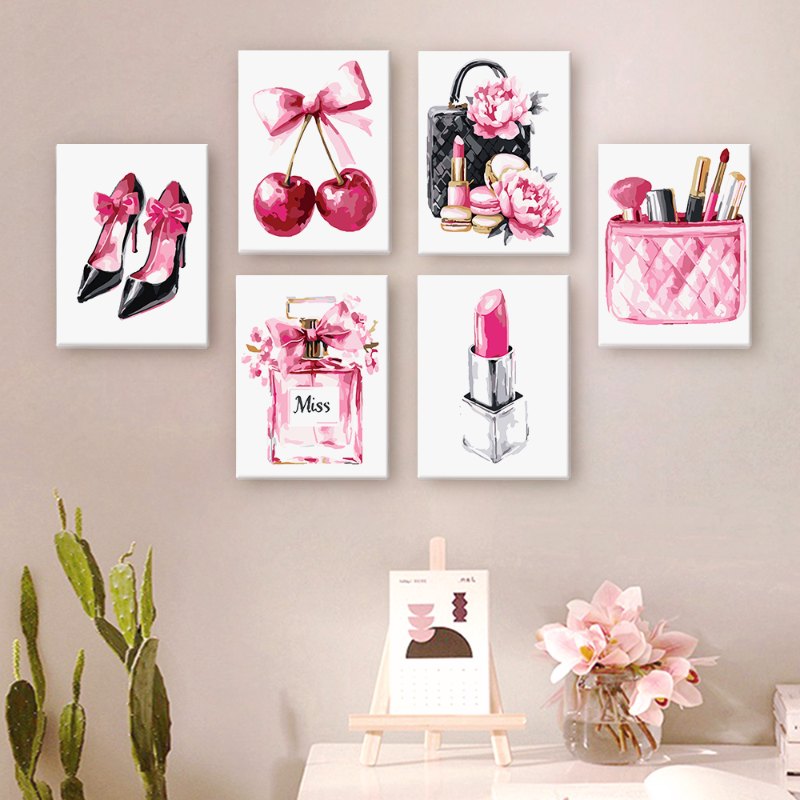 6 Mini Paintings - Pink glamour set