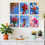 6 Mini Paintings - Bouquets in the Sky Set