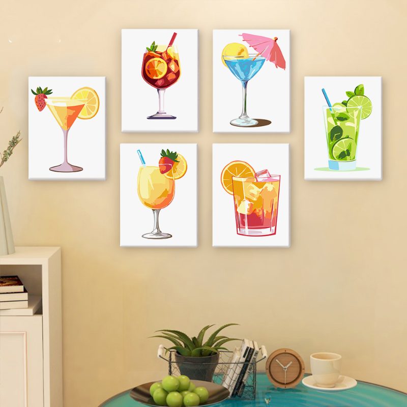 6 Mini Paintings - Summer Cocktail Set