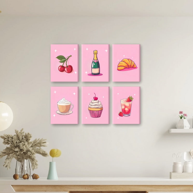 6 Mini Paintings - Snacks & Drinks Set