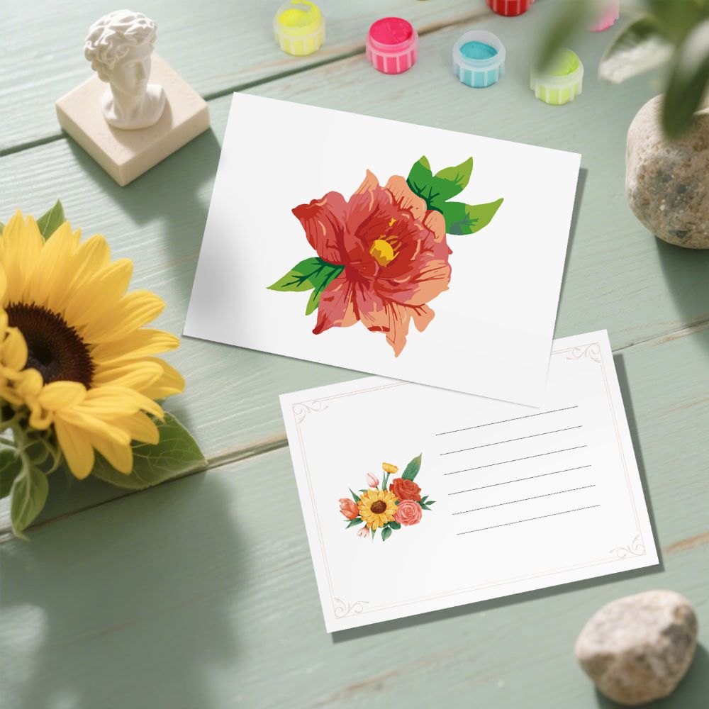 5 Postcards – Flowers Set | Paint by Number