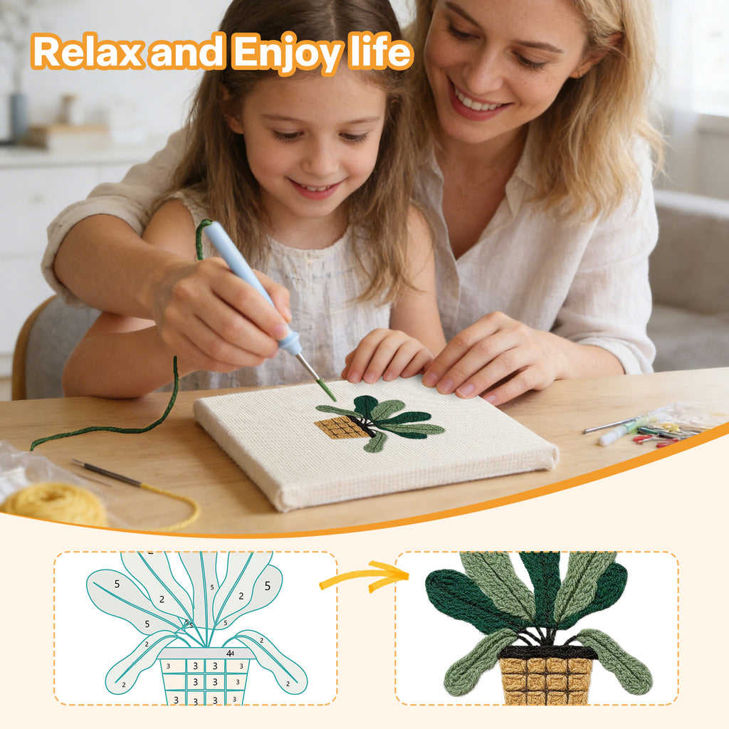 Potted Plants 8 | Mini Punch Needle Kit