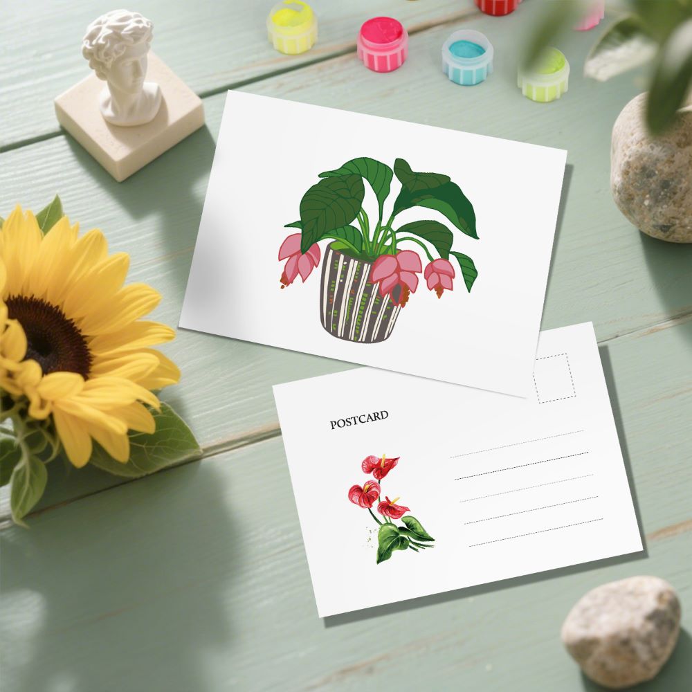 5 Postcards – Houseplants Set | Paint by Number