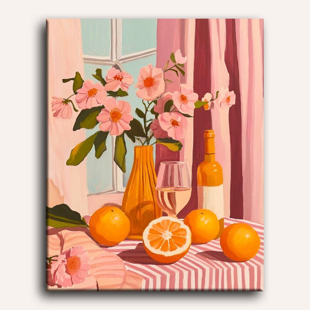 Orange Wine and Flowers | Paint by Numbers