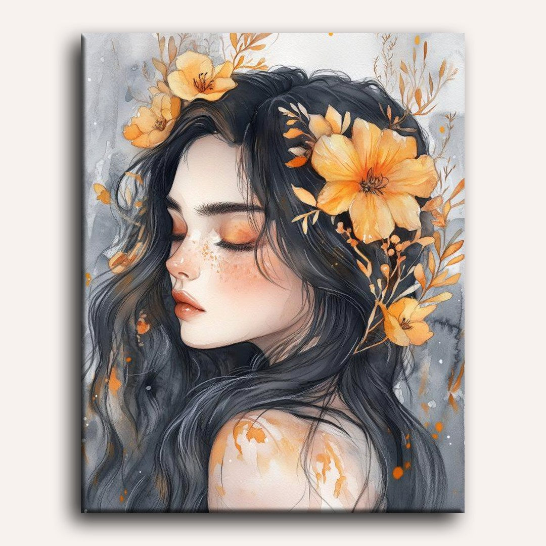 Lady with Flowers | Paint by Numbers