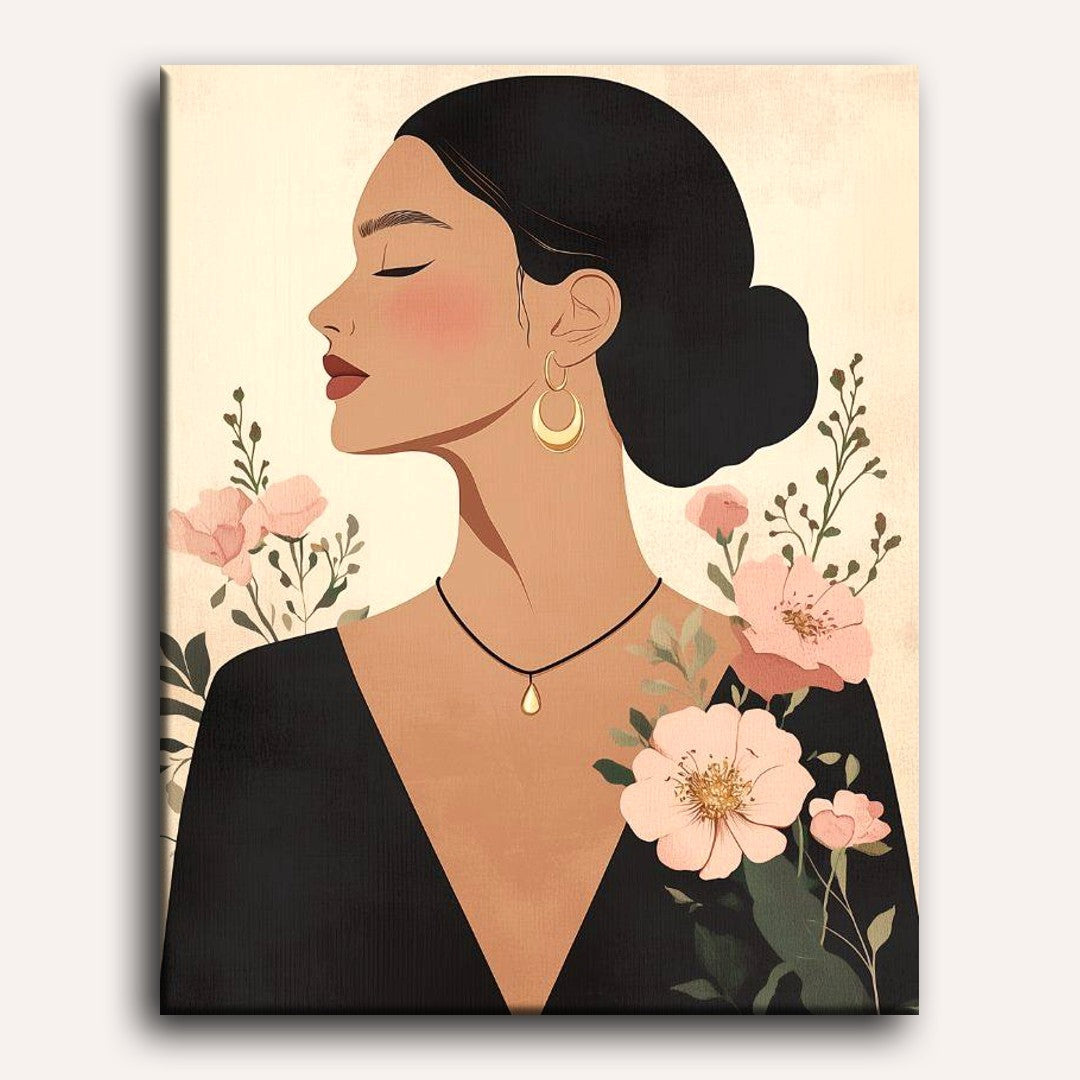 Elegant Flower Woman | Paint by Numbers