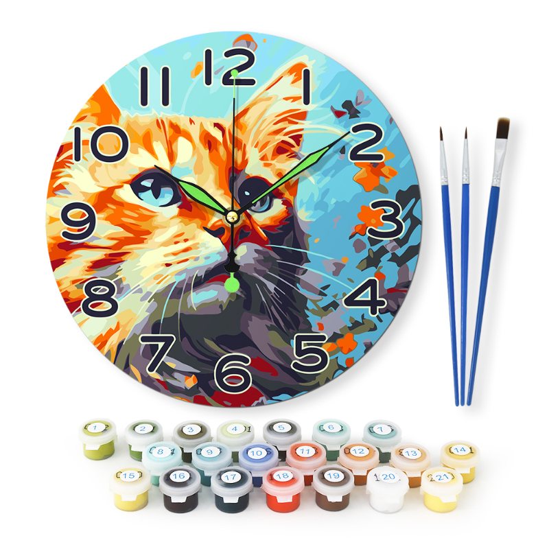 Painting by Numbers Clock – Beautiful Cat