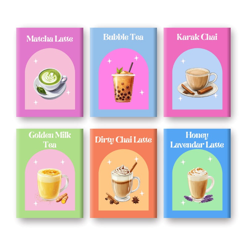 6 Mini Paintings - Colorful Tea Set