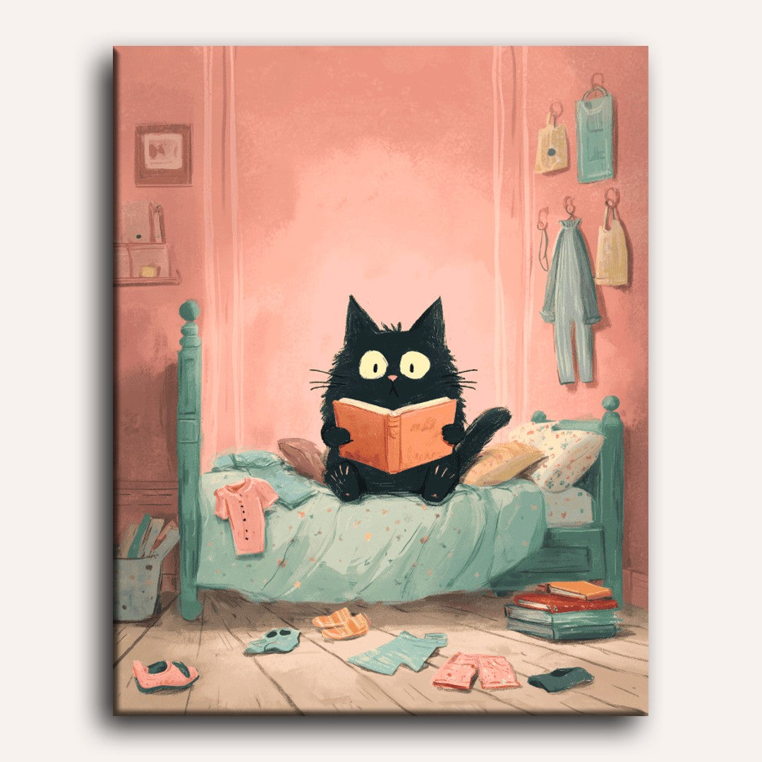 The black cat in the bedroom | Paint by Number