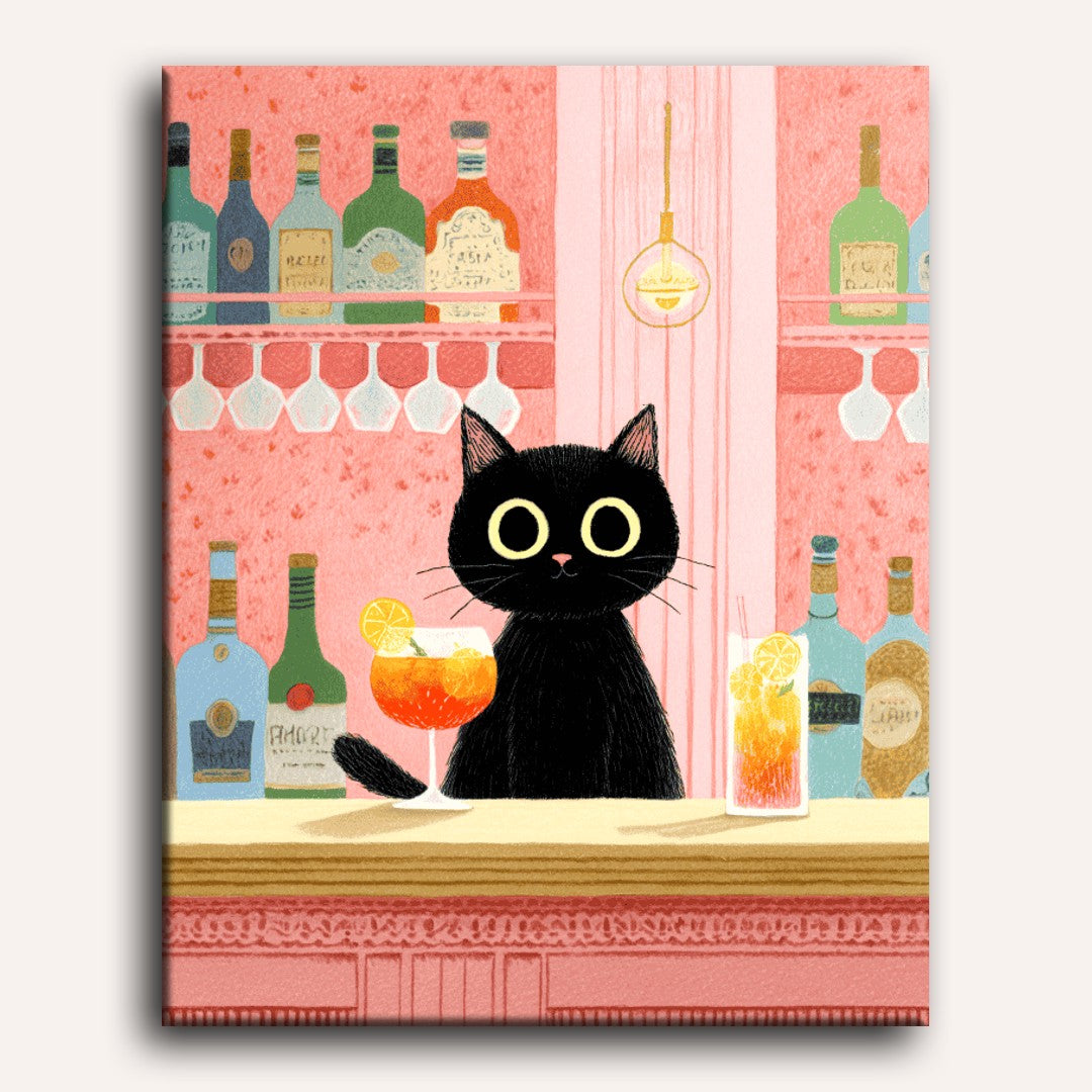 The black cat at the bar | Paint by Number