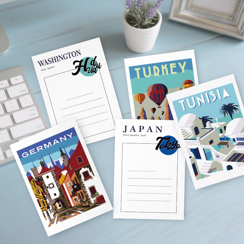5 Postcards – World trip Set | Paint by Number