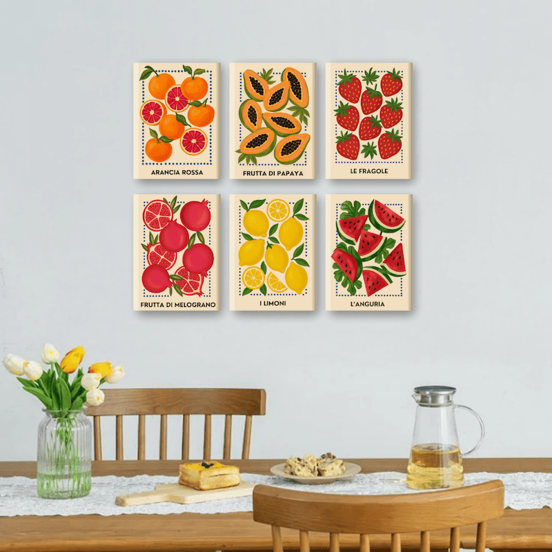 6 Mini Paintings - Italian Fruit Set