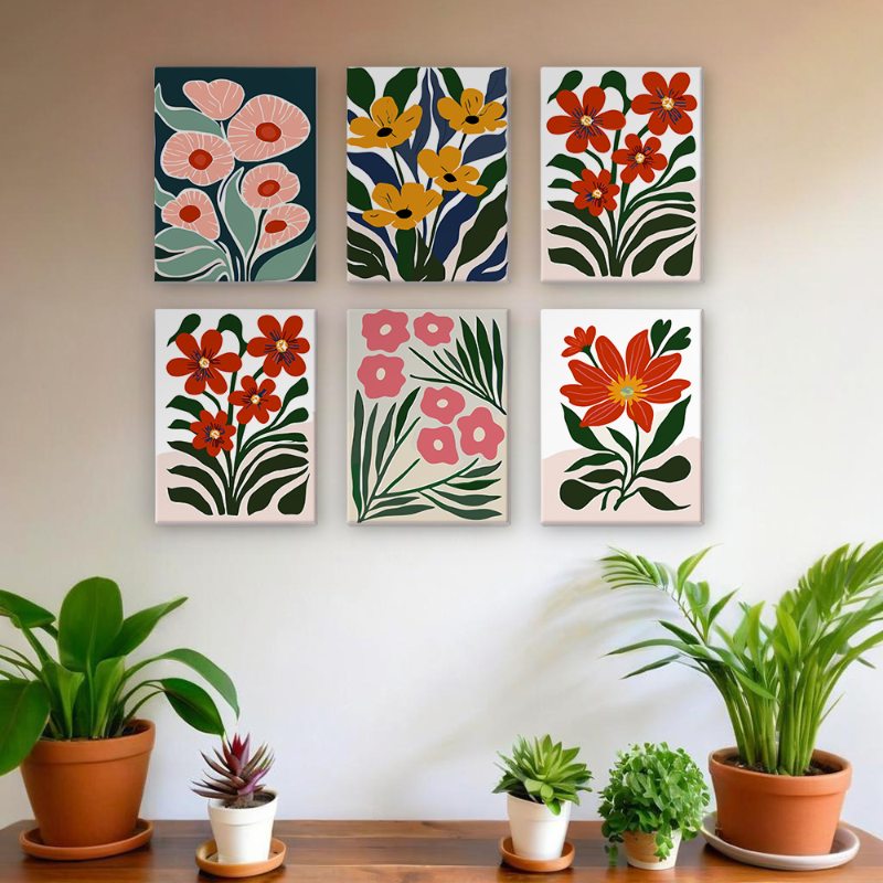 6 Mini Paintings - Gorgeous Flower Set