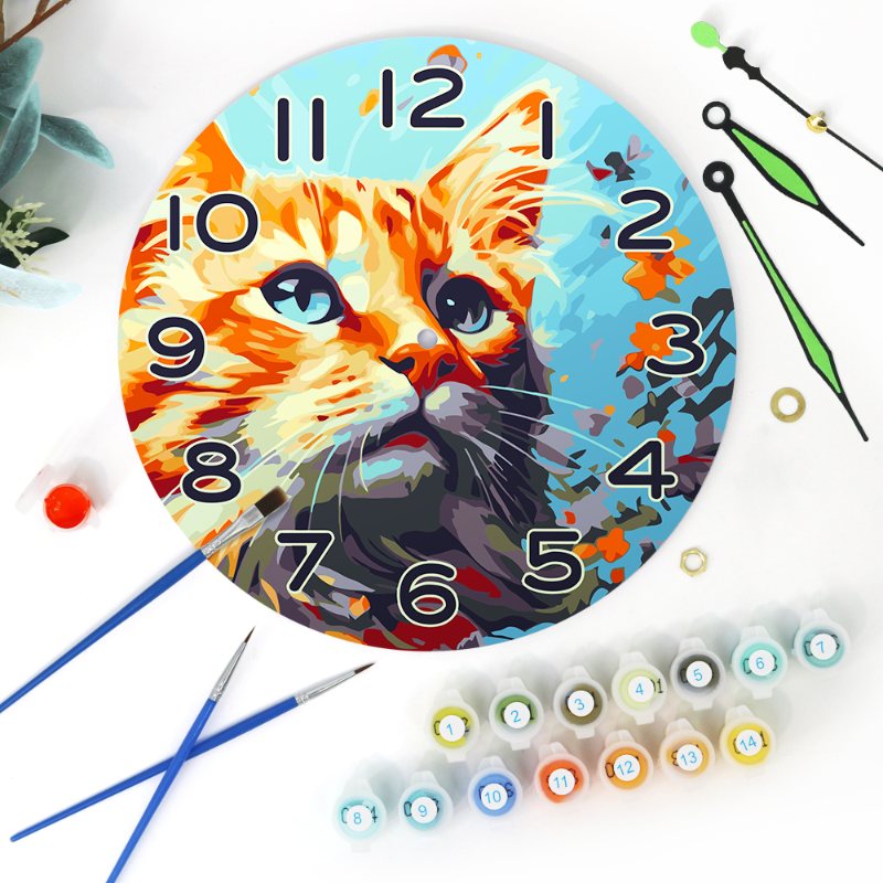 Painting by Numbers Clock – Beautiful Cat