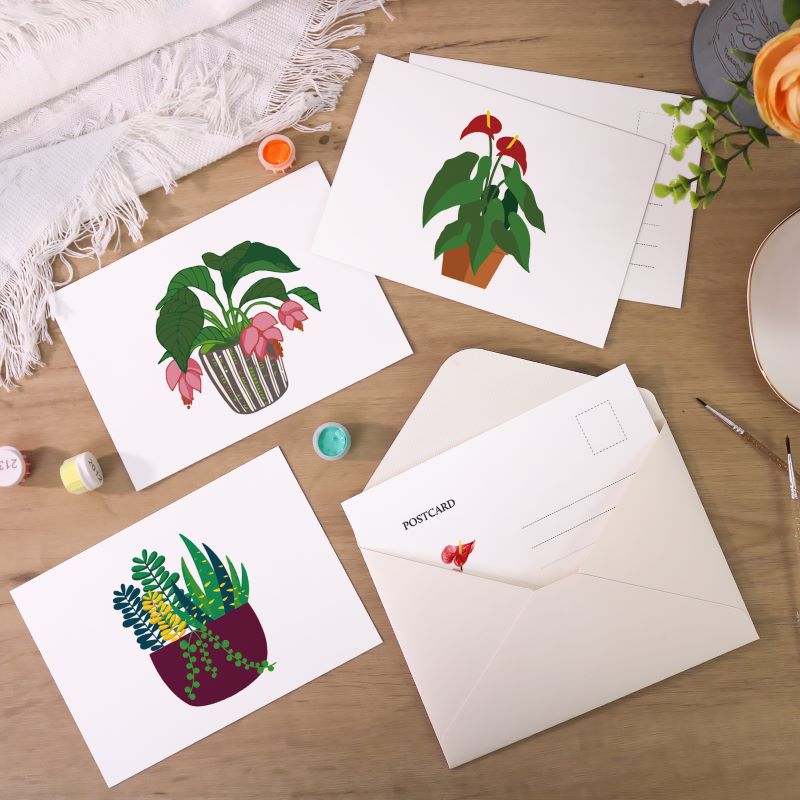 5 Postcards – Houseplants Set | Paint by Number